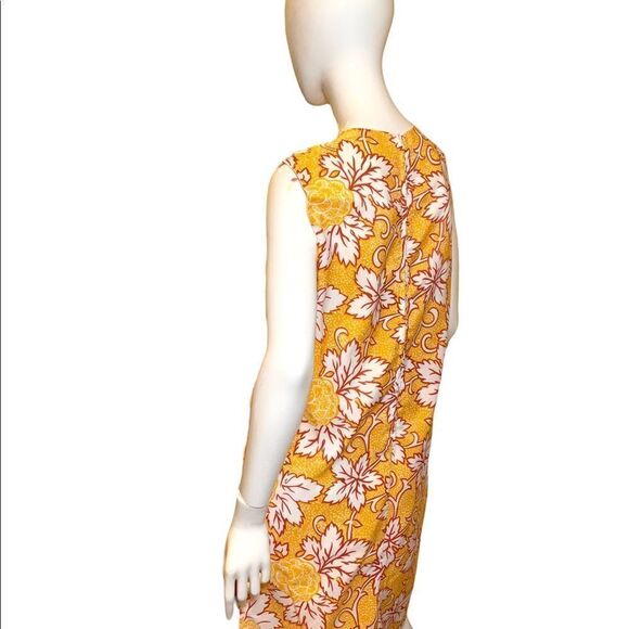 Vintage 70s Floral V Neckline Shift Dress Yellow Medium Women, Vintage Clothes - Picture 2 of 9